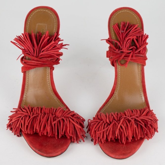 Aquazzura Wild Thing Fringe Suede Sandals - Picture 9 of 10